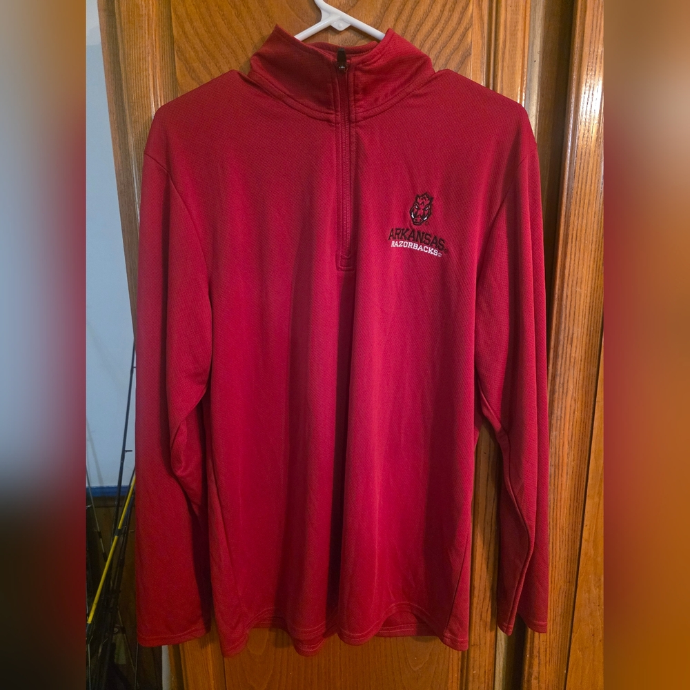Arkansas Red Quarter-Zip Pullover Mens Size Large